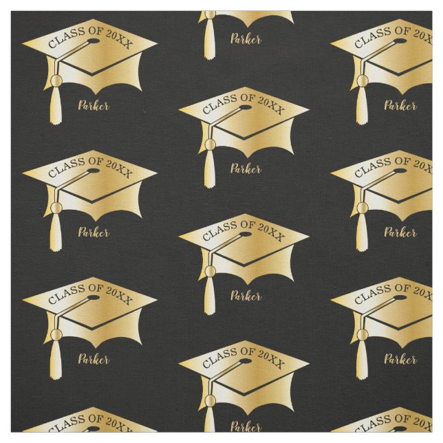 Gold Tone Grad Graduation Cap Name | Class Year Fabric (Swatch)