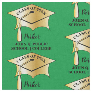 Gold Tone Graduation Cap Name Class Year School Fabric