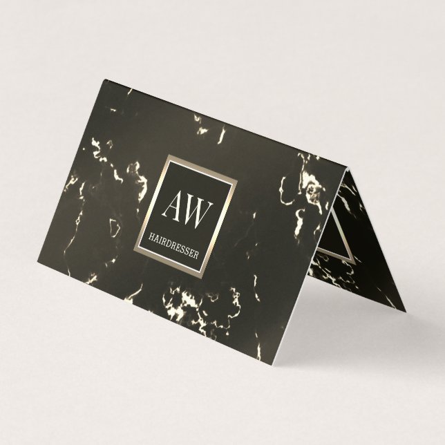 Gold tone marble elegant loyalty business card (Front)