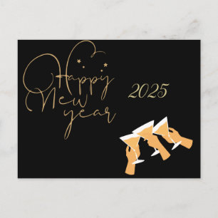 gold tone new years eve postcard
