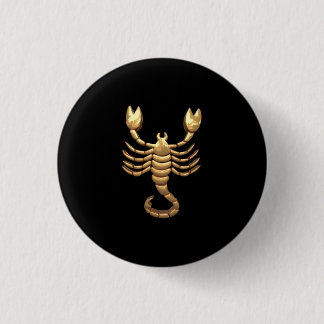 Gold Tone Scorpio Scorpion Symbol Zodiac 3 Cm Round Badge