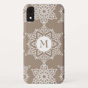 Gold Tone Snowflakes Christmas Monogram Case-Mate iPhone Case