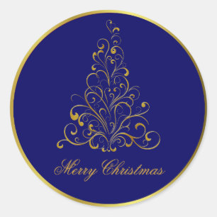 Gold Tone Stylised Christmas Tree Stickers