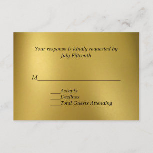 Gold Tone Wedding RSVP Card