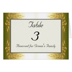 Gold Tone Wedding Table Number Card