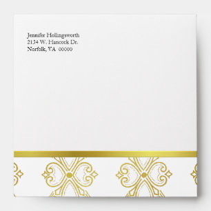 Gold Tone & White Damask Special Occasion Envelope