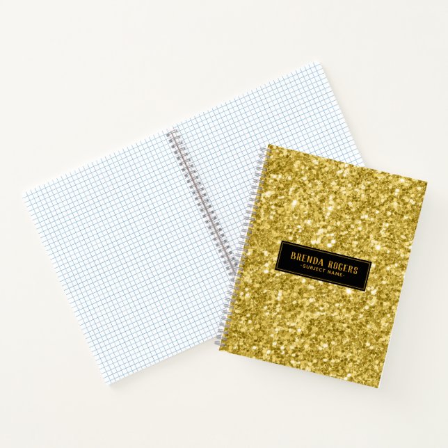 Gold Tones Faux Glitter Print Notebook (Inside)