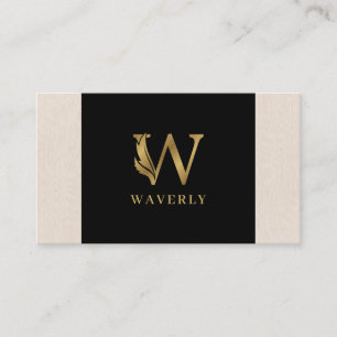 Gold tones letter W floral decorative Business Card