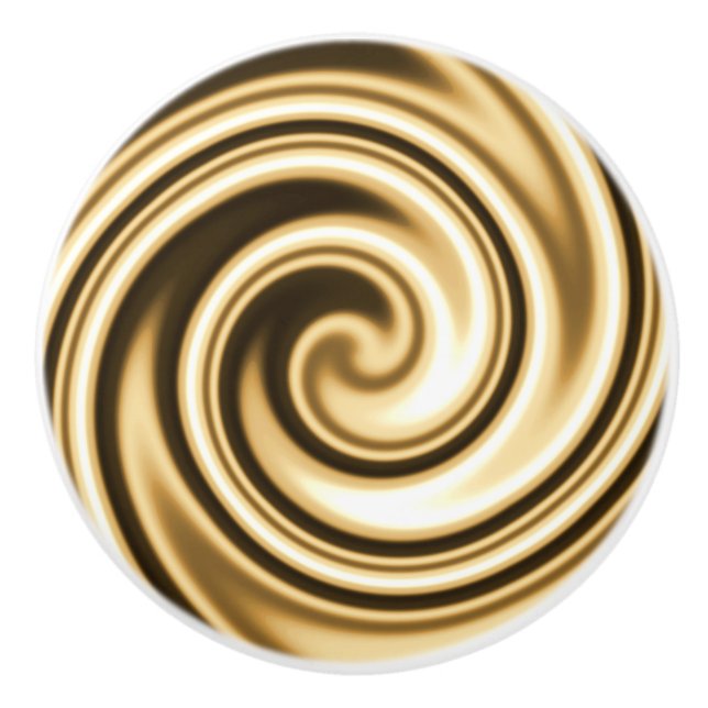 Gold Tones Soft Focus Spiral Swirl Ceramic Knob (Front)