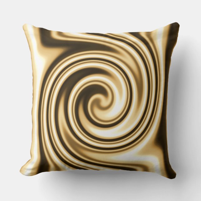 Gold Tones Soft Focus Spiral Swirl Tribal Style Cushion (Front)
