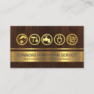 Gold Tools On Timber Wood Business Card