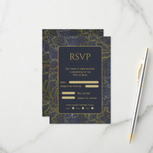 Gold Topography Wedding RSVP Card