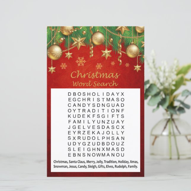 Gold toys christmas word search game (Standing Front)