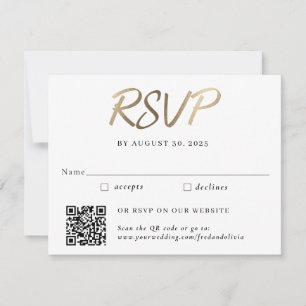 Gold Traditional and QR Code Wedding RSVP Card