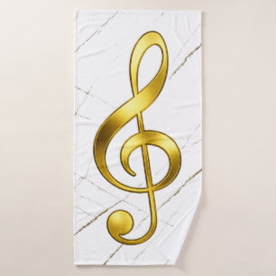 Gold Treble Clef Marble Home Decor Bath Towel