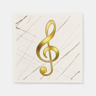 Gold Treble Clef Marble Home Decor Napkin