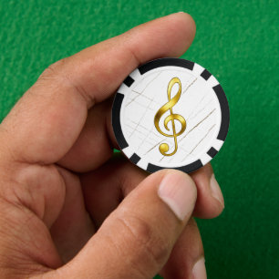 Gold Treble Clef Marble Home Decor Poker Chips