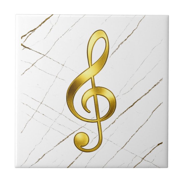 Gold Treble Clef Marble Home Decor Tile (Front)
