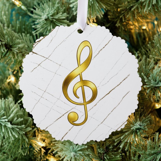 Gold Treble Clef Marble Home Decor Tree Decoration Card (Insitu (Tree))