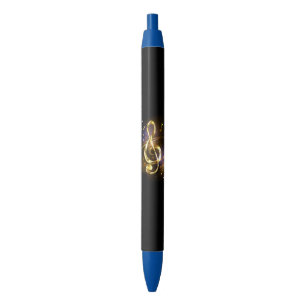 Gold Treble Clef Music Black Ink Pen