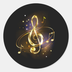 Gold Treble Clef Music Classic Round Sticker