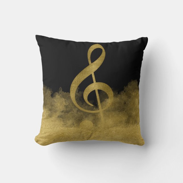 Gold Treble Clef Music Cloud Cushion (Front)