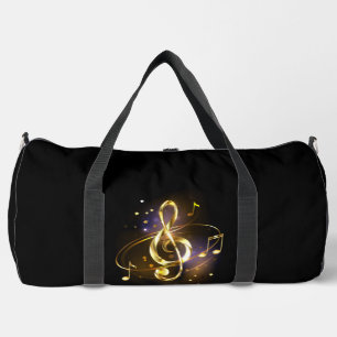 Gold Treble Clef Music Duffle Bag