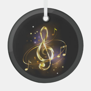 Gold Treble Clef Music Glass Tree Decoration
