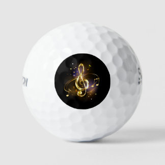 Gold Treble Clef Music Golf Balls