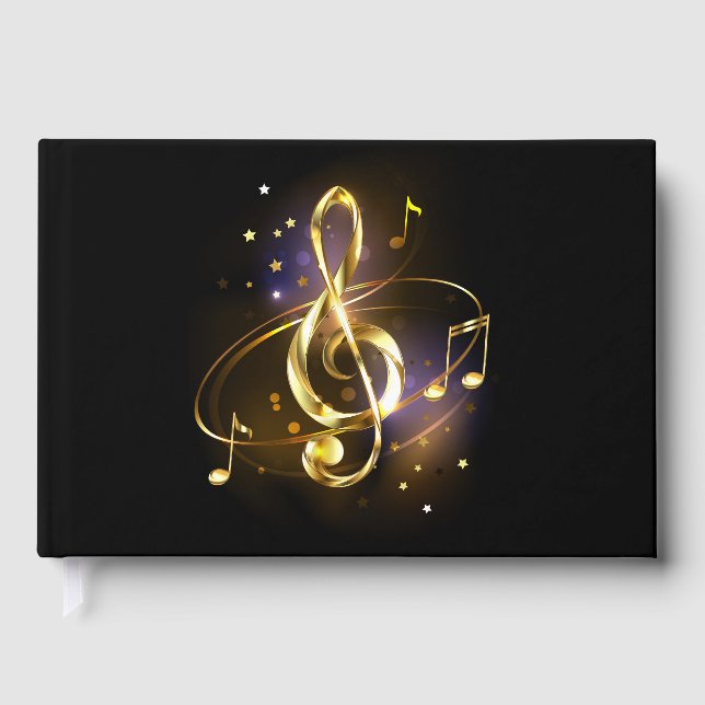 Gold Treble Clef Music Guest Book (Front)