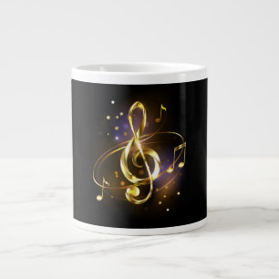 Gold Treble Clef Music Large Coffee Mug