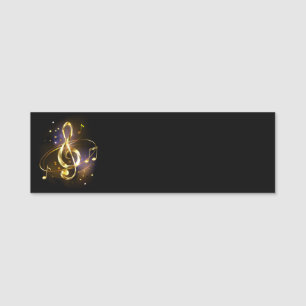 Gold Treble Clef Music Name Tag