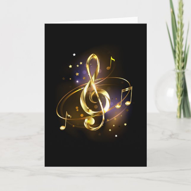 Gold Treble Clef Music Note Card (Front)