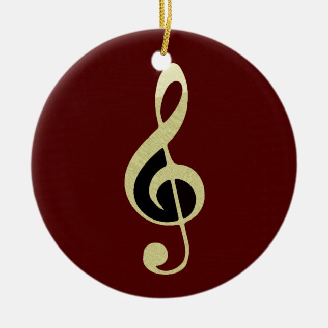 Gold Treble Clef Music Ornament (Front)