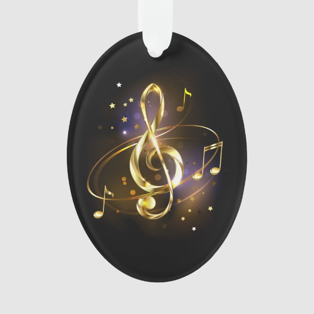 Gold Treble Clef Music Ornament (Front)