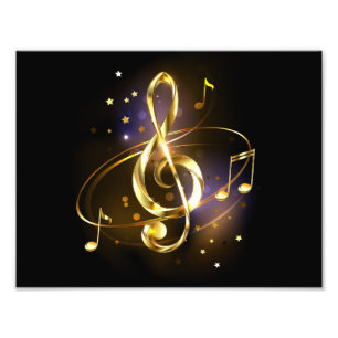 Gold Treble Clef Music Photo Print