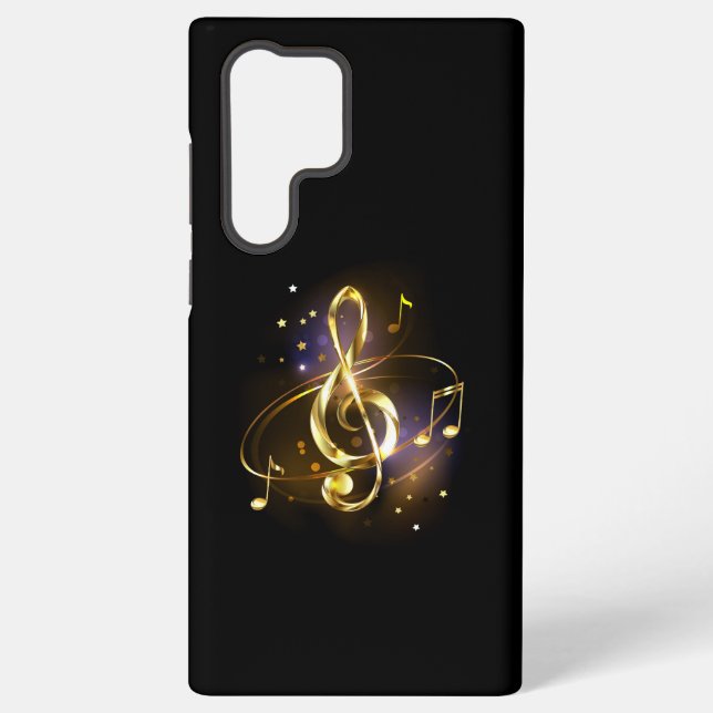 Gold Treble Clef Music Samsung Galaxy S22 Ultra Case (Back)