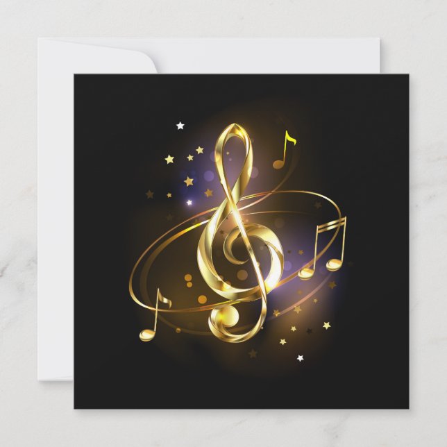 Gold Treble Clef Music Save The Date (Front)