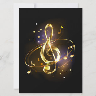 Gold Treble Clef Music Save The Date