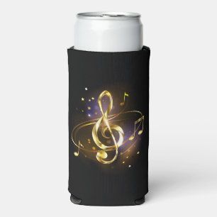 Gold Treble Clef Music Seltzer Can Cooler