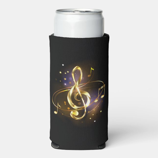 Gold Treble Clef Music Seltzer Can Cooler (Seltzer Front)