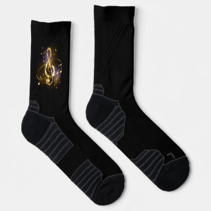 Gold Treble Clef Music Socks