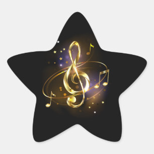 Gold Treble Clef Music Star Sticker