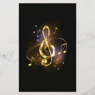 Gold Treble Clef Music Stationery