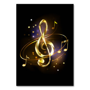 Gold Treble Clef Music Table Number