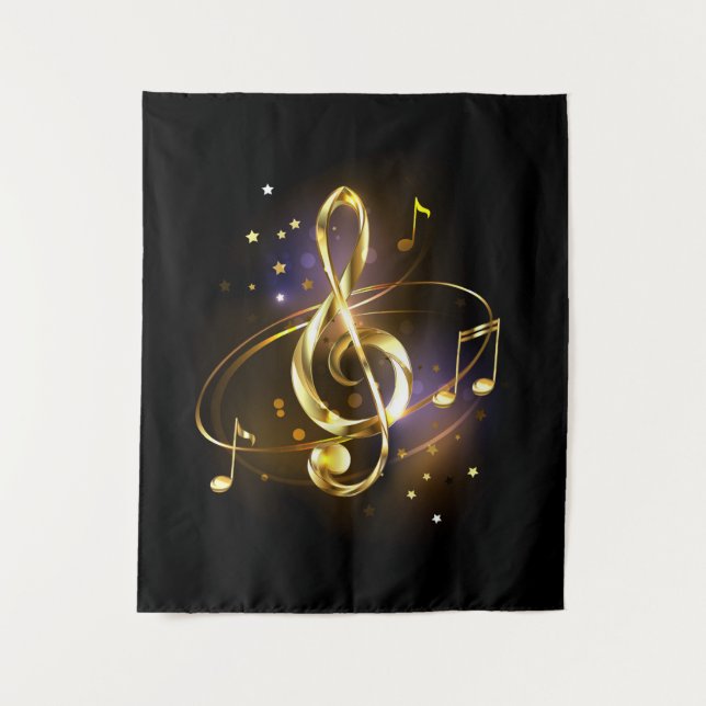 Gold Treble Clef Music Tapestry (Front)