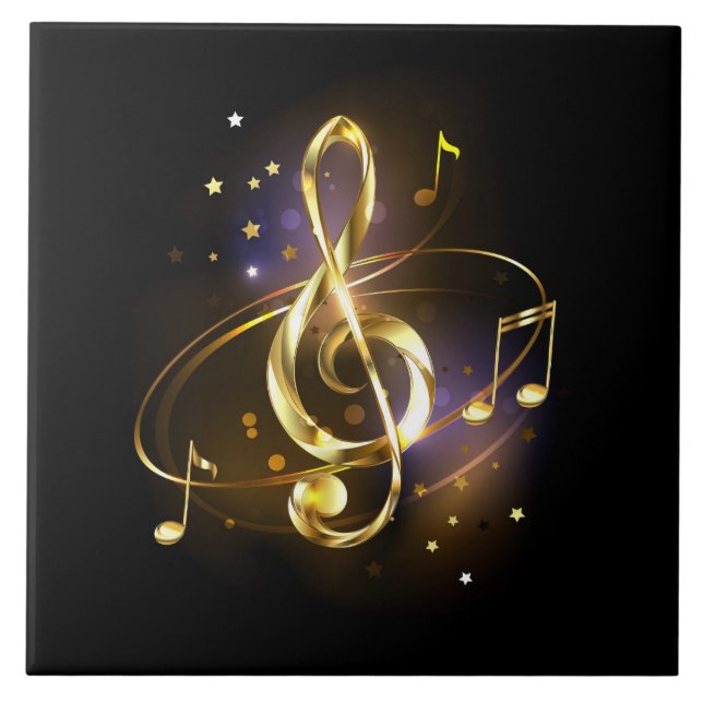 Gold Treble Clef Music Tile (Front)