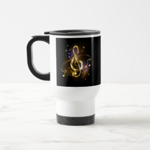 Gold Treble Clef Music Travel Mug