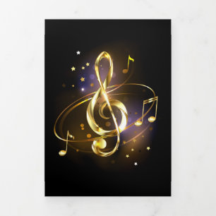 Gold Treble Clef Music Tri-Fold Programme