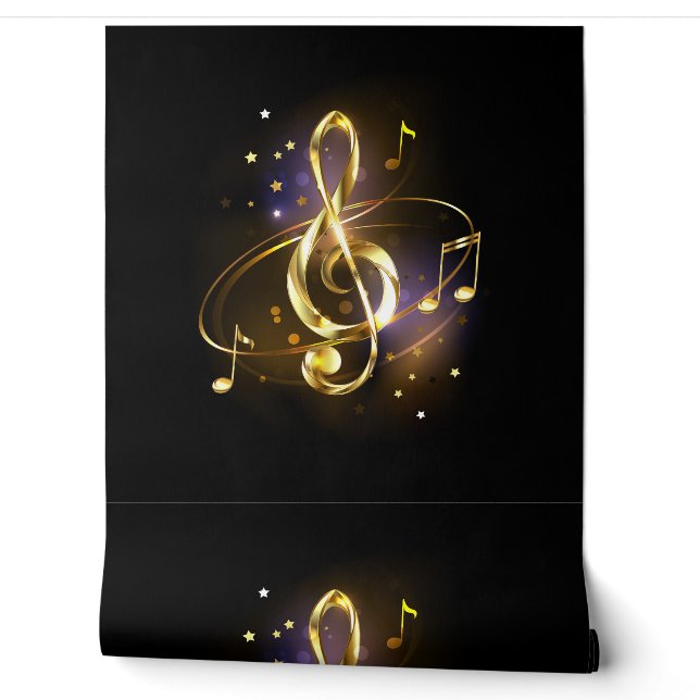 Gold Treble Clef Music Wallpaper (Unrolling)